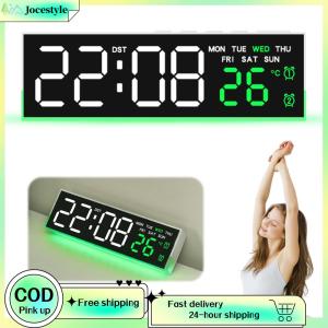 [Jocestyle Outdoor Mall] LED Alarm Clock with Atmosphere Lights Desk Clock USB Charging Port Modern Electronic Clock Large Display for Bedroom Home Living Room Office