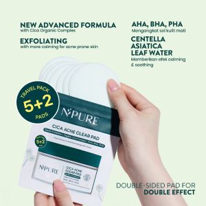 NPure Cica Clear Pad Sachet Kapas Eksfoliasi Kulit Jerawat Isi 5+2 / Anti Acne Exfoliating Pad