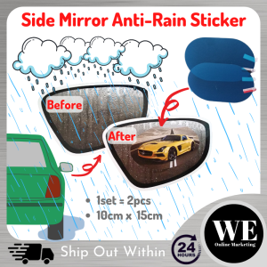 (Ready Stock) Universal Car Side Mirror Anti Rain Film - Transparent Waterproof Sticker Rain Water Proof Repel Tinted Rear View Back Mirror Cermin Sisi Kereta Kalis Air Hujan Cermin Pandang Belakang Stiker