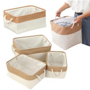 Canvas Storage Basket Fabric Storage Bins Foldable Clothes Toys Storage Boxes Organizer with Handles