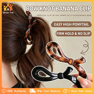 Retro Leopard Print Bow High Ponytail Banana Clip Grips Hair Clip Hairpin Vertical Clip Accessory for Women
