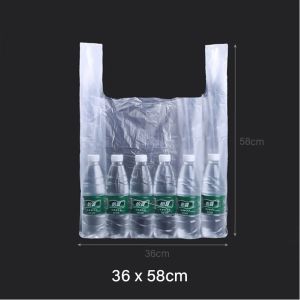 Extra Thick Clear Plastic Bag for Household Use - Packman Bin Liners - 3 Pack - Suitable for Trash and Recycling - White with Red Bands