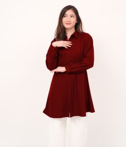 Kemeja Wanita Dewasa Tunik Muslimah Polos Moscrepe Nhm