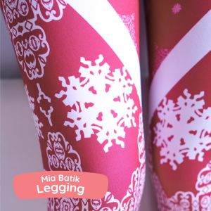CELANA LEGGING OLAHRAGA WANITA MIA BATIK MERAH legging corak panjang celana yoga celana zumba fitness  gym sepeda dance salsa obic
