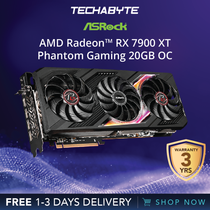 ASROCK AMD Radeon RX 7900 XT Phantom Gaming 20GB OC Graphics Card ...