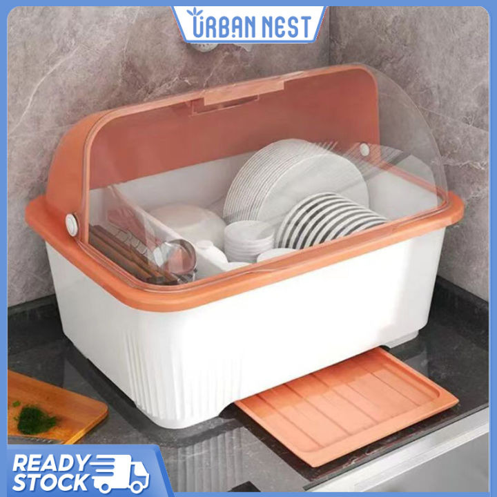 Kitchen Dish Drainer with Cover Dish Drainer Drying Rack Plate Bowl