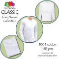 Fruit of the Loom White Classic Comfort Style Long Sleeves Tee 165gsm 100% Cotton. 