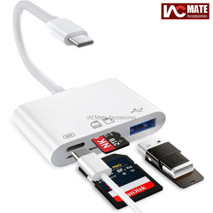 การ์ดรีดเดอร์ SD ตัวอ่านการ์ดความจำอินเทอร์เฟซคู่ USB C และลดน้ำหนักอะแดปเตอร์กล้องดิจิทัลกับโทรศัพท์ที่ดูการ์ด SD กับตัวดูการ์ด SD ด้วย Sd/micro Sd/ USB-A/Type-C ชาร์จ4ช่องปลั๊กแอนด์เพลย์