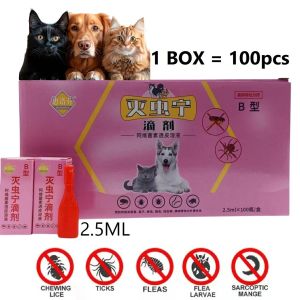 (100pcs) [Limited Offer]Cat Spot On Anti Flea Ubat Kutu Kucing External Deworming Drops In vivo insect repellent for mites nemat Ubat Kutu untuk kucing dan anjing