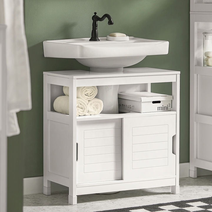 (SG STOCK)SoBuy® FRG128-II-W White Basin Cabinet, Under Sink Bathroom ...