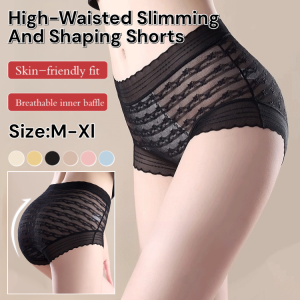 High Waist Tummy Control Hip Lifter Lace Side Panties Comfort Shaping Pants Breathable Seamless Underwear Pluz Size Women
