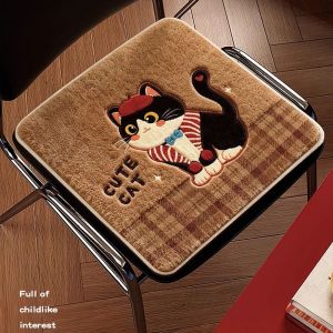 OUTOPEAN 40x40cm Chair Cushion Anti-slip Imitation Cashmere Kitchen Chair Pad Cartoon Winter Warm Dining Chair Pad Dining Chair
