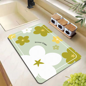 Table Mat Kitchen Quick Water Absorption Anti-slip Mat Diatomite Drain Placemat Dish Splash-Proof Retro Drying Mat