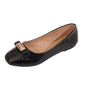 sak.footywear Queen Basics Womens Apricot & Black Fabric Splice Mary Jane Flats 5018-35 Breathable Comfortable Shoes with Bow Detail Flatform