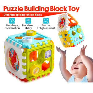 Puzzle Building Block Toy Shape Matching Hexahedron 6 Number Graphic Cognitive Block For Boys Girls 0-3 Year