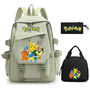 3Pcs/set Pokemon Backpack Student Girl Boy Teen Children Lunch Bags Anime Bookbag Printed Schoolbag Bag Knapsack Women Rucksack