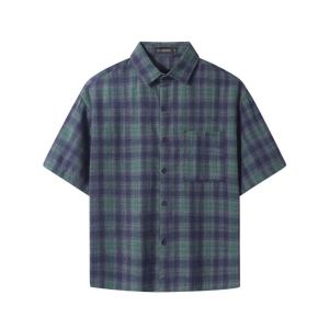 GE Plaid Box Fit Polo for Men Crop Top Boxy Shirts Cotton Short Sleeve Loose Korean Style