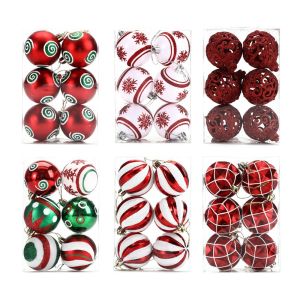 In stock Christmas decorations 6cm/6pcs boutique painted Christmas ball gift box Christmas tree pendant.
