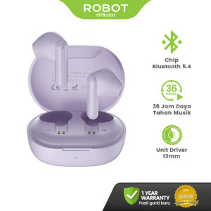 Gamen x Robot TWS Wireless Earphone Airbuds T50S Original BT 5.3 True Wireless Headset Bluetooth Earbuds IPX4 WaterProof - Garansi 1 Tahun
