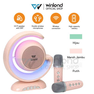 Winland Speaker Bluetooth Karaoke 2 Microphone Set Bluetooth Mini Full bass Portable
