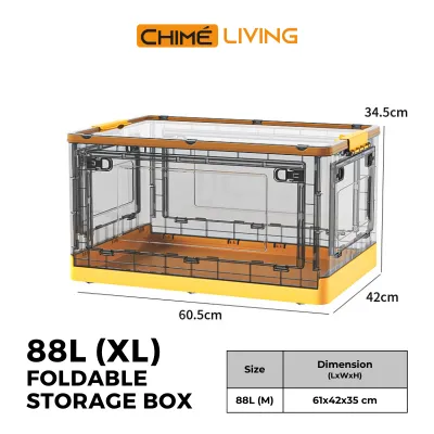 Collapsible Korean XL Large Foldable Storage Box | Transparent Wardrobe Organizer Stackable with Wheel Kids Toys Clothes