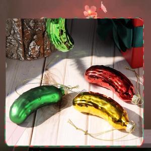 🔥🔥🔥fenglin 1Pcs Christmas Tree Hanging Ornament Glass Cucumber Pendant Creative Pickled Cucumber Christmas Tree Decor Pendant