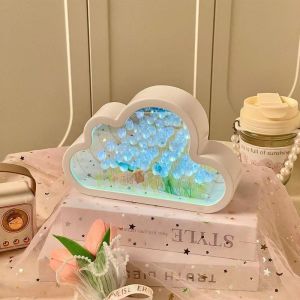 Hồng hốc DIY đám mây Tulip đèn ban đêm gương biển hoa bầu không khí đèn đồ trang trí bàn sáng tạo