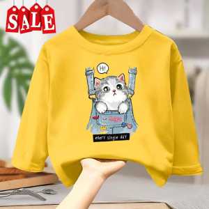Baju Kaos anak Cewek Cowok usia 1-12 tahun CAT BE HAPPY Sablon Digital Babyterry