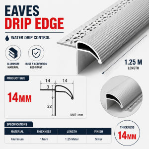 Aluminum Eave Drip Edge Rain Drip Line Roof Edge Wall Protection Water Drain Strip Outdoor