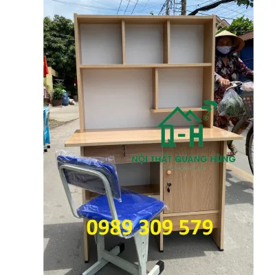 BÀN HỌC SINH LIỀN KỆ NGANG 1M2 TẶNG KÈM GHẾ TẠI XƯỞNG HCM