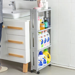 ชั้นวางของในที่แคบ 4 ชั้น สไตล์ญี่ปุ่น ประหยัดเนื้อที่ มีล้อเลื่อน