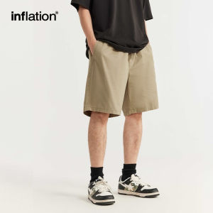 INFLATION brand Mens Young Gentlemens Mature and Environmentally Friendly Ready to Wear Water Washed Straight Short Shorts 2024 Spring/Summer New Product Trendy Brand Loose Solid Color Casual Pants