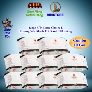 (Combo 10 Gói) Khăn Ướt LOTTE Choice L Hàn Quốc Gói 120 Miếng (Bibistore TB)