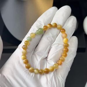 Original Yellow Tiger Eye Stone Natural Green Jade Gourd Beaded Women Bracelet Fashion Jewelry Gift with Certificate