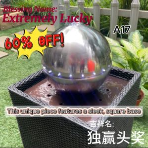 SG Ready Stock Floor Round Ball Standing Water Fountain Water Feature Fengshui Display With LED Lights