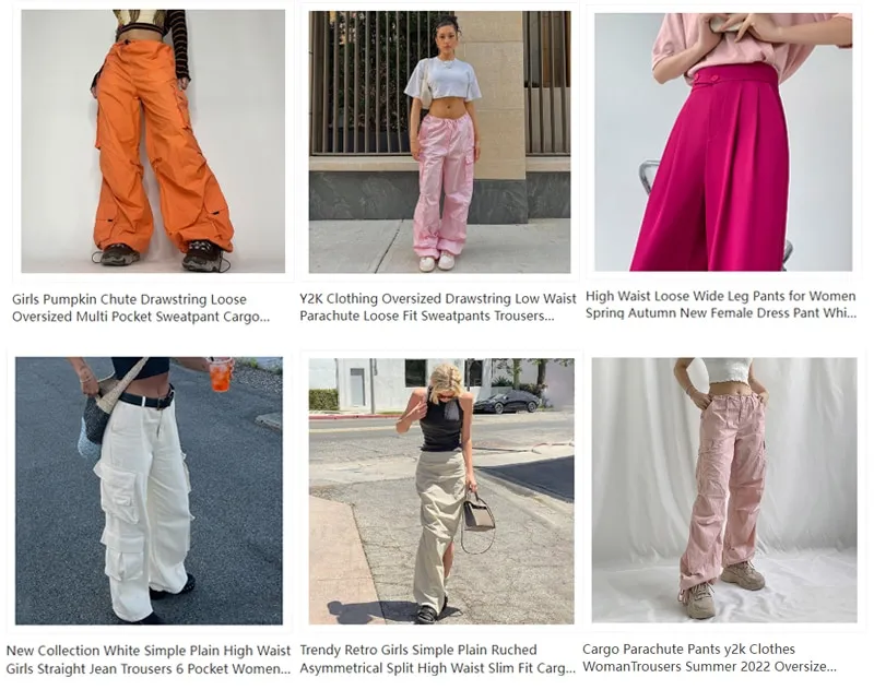 Y2k Pockets Cargo Pants Women Straight Oversize Low Waist Pants
