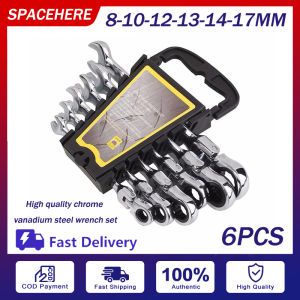 BABEDUO 6-Piece Ratchet Gears Wrench Set with Torque Spanner Double-Headed 8-17mm Combination Wrenches for Repairs and Maintenance | Spanner Stainless Steel | Spanner Wrench Tool | Spanner Ratchet