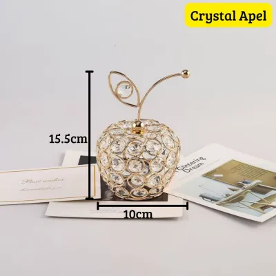 Hiasan Dekorasi Meja Kristal Gaya Eropa Ornamen Crystal Model Buah Nanas Pear Apel - Harga/pc