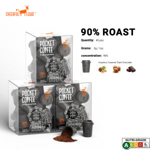 Cheerful Goat 45 Pcs Freeze Dried Instant Coffee 100% Arabica Pocket Coffee Powder No Sugar No Additives Portable Single Serve for Office Travel 15Pcs*3
