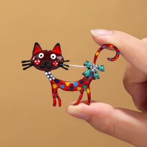 NOVAWEAR Rhinestone Vintage Enamel Brooch Geometric Retro Corsage Ornament Creative Alloy Metal Animal Pin Women