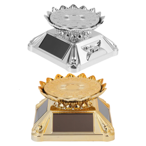 Solar Charging Rotating Showcase Tray With Energy Efficient Lighting Display Platform for Rings Watches