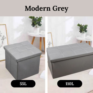 【2 IN 1】110L Foldable Premium PU Leather Large Storage Ottoman Folding Bench Box Kotak Simpanan 收纳凳子