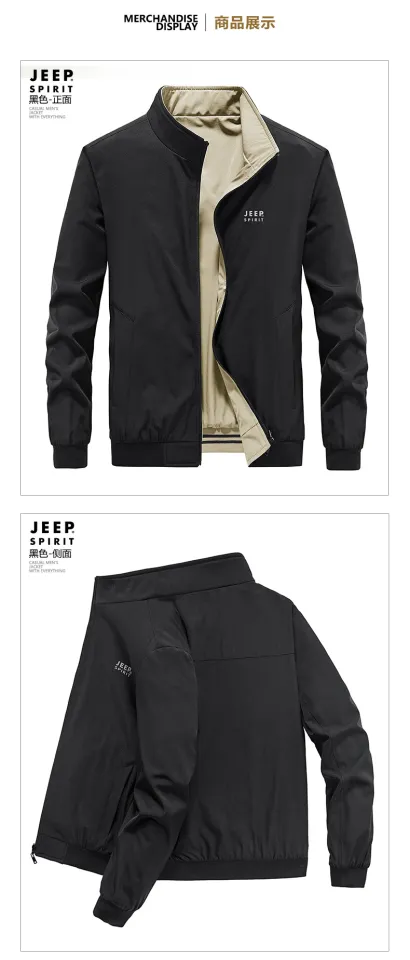 Jeep Spirit Men's Standing Neck Reversible Jacket High Quality