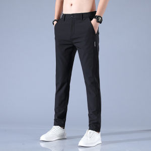 Korean suit pants for men ice silk casual summer thin straight leg business breathable quick dry
