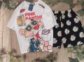Set Đồ Bộ In Hình Chú Báo Hồng- the pink panther cartoon 3D Cute DB45-Lapi VN Áo+ Quần Đùi Vải Thun Cotton Thoáng Mát. 