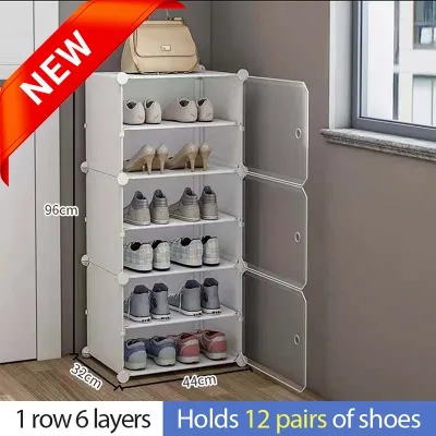 KUKI 4/6/8/10 Layers Shoe rack Shoe Cabinet Shoe Storage Boxes Foldable Dust-Proof Stackable screwless