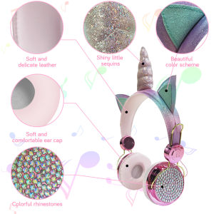 V.TOP Headset Unicorn Musik Untuk Anak-Anak/Headset Unicorn Squisy Stereo Music with Mic rophone/Headset Gaming Unicorn Glitter Anak / Headphone Unicorn / Headset Unicorn Lucu