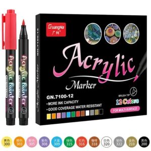 (SG Seller) 12/24/36 Colors Acrylic Paint Brush Marker Pens for Fabric Canvas Rock Stone Drawing Card Metal Ceramics DIY Painting Pen Supply-WJ109