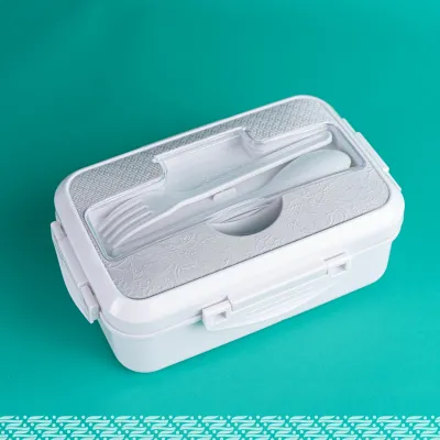 Lunch Box Kotak Makan Sekat Tempat Makan 3 Grids dengan Sendok dan Garpu Wadah Bekal Makanan Rekreasi