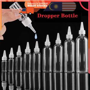 5PCS 5-120ml PET Refillable Squeeze Dropper Bottle Childproof Cap Transparent Plastic Nozzle Bottle Lotion Container